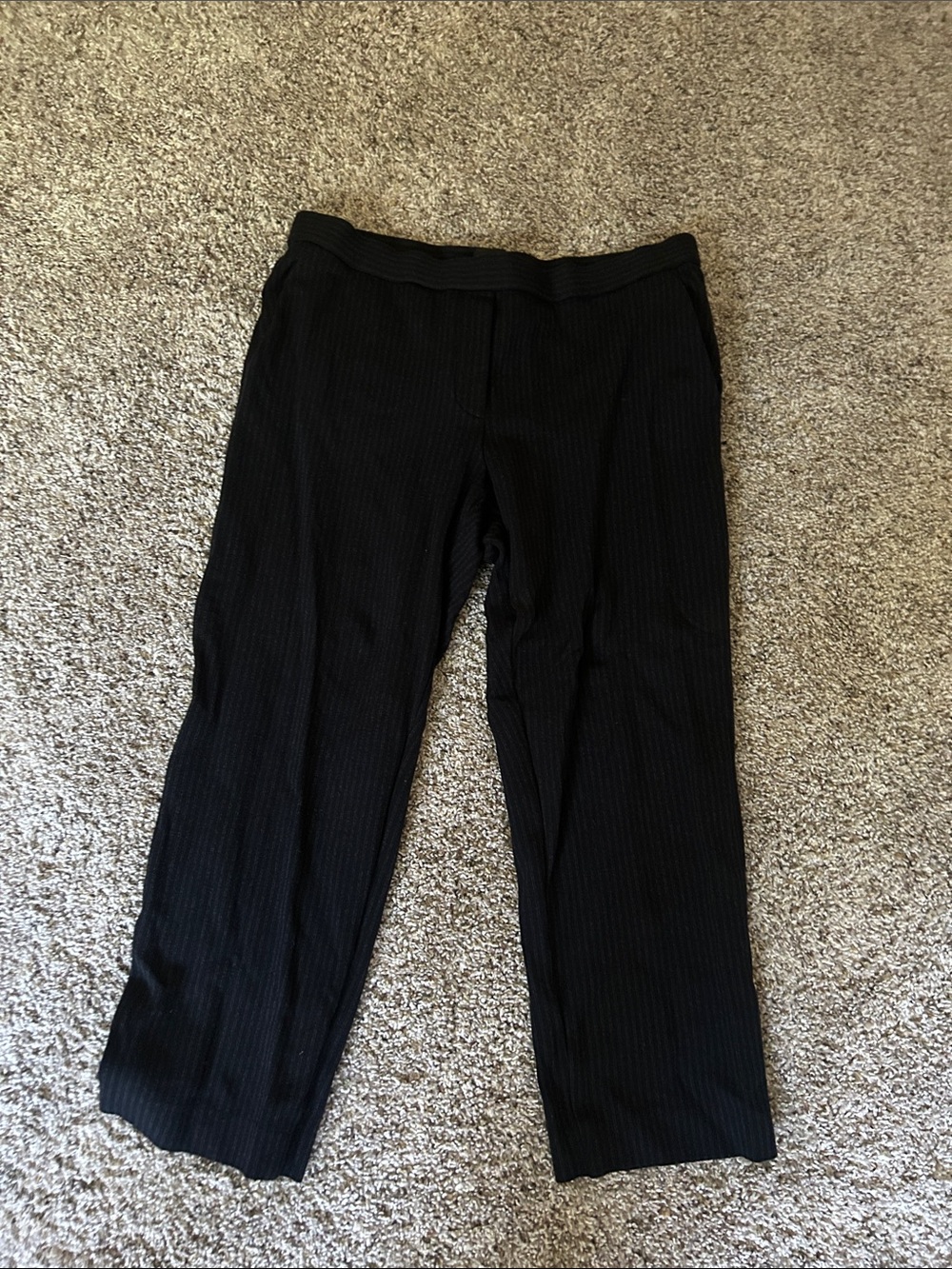 Theory Navy blue striped stretch Capri dress Elastic Waistband Pants